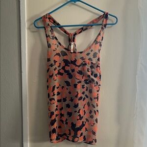 B Jewel Women's XS Sheer Racerback Tank Top - Pink and Black Pattern